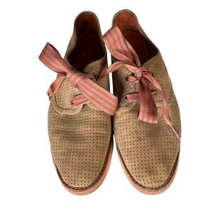 Johnston‎ & Murphy Bree Tan Perforated Suede Lace Up Shoes Peach Womens 7.5